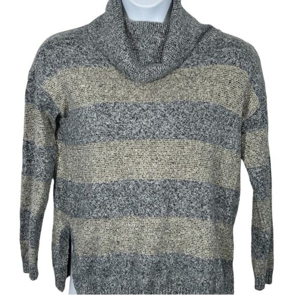 Tommy Hilfiger Cowl Neck Grey Marble Metallic Stripe Split Side Sweater Size XS - Picture 13 of 14
